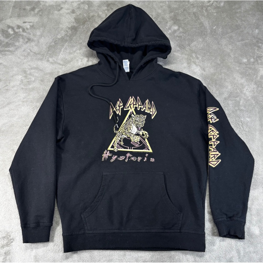 Brisco Brands Def Leppard Hoodie Mens Medium Black Hysteria Graphic Band
